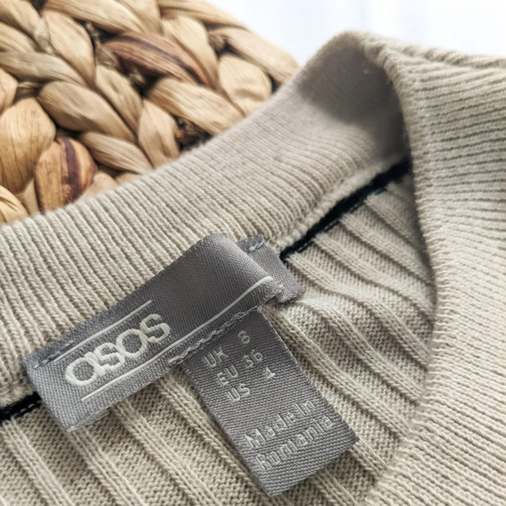 *NWOT* Asos Design Petite Cropped Sweater in Neutral Stripe - Picture 8 of 9